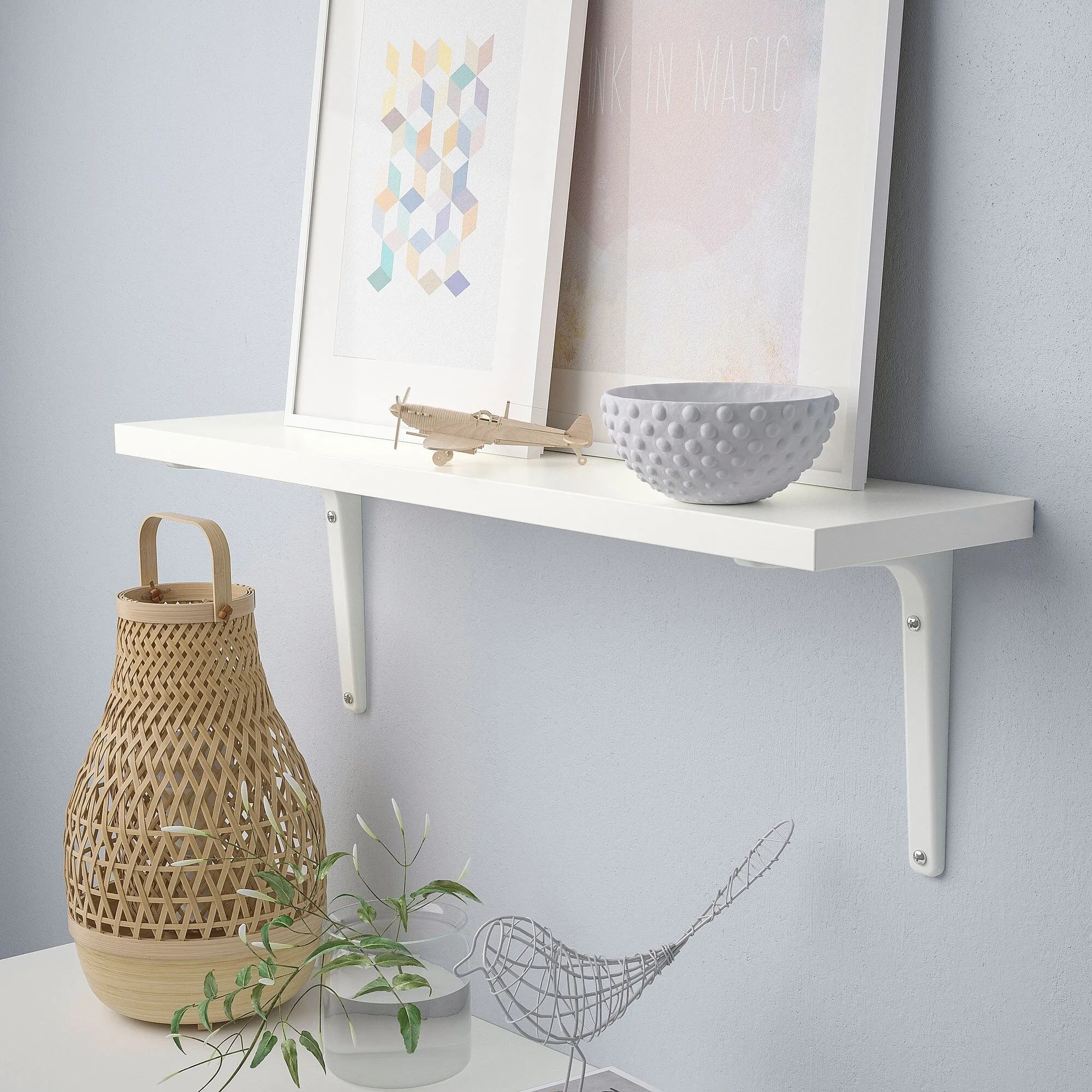 Полка настенная, белая, 80x20 см, BERGSHULT/TOMTHULT IKEA — фото 2