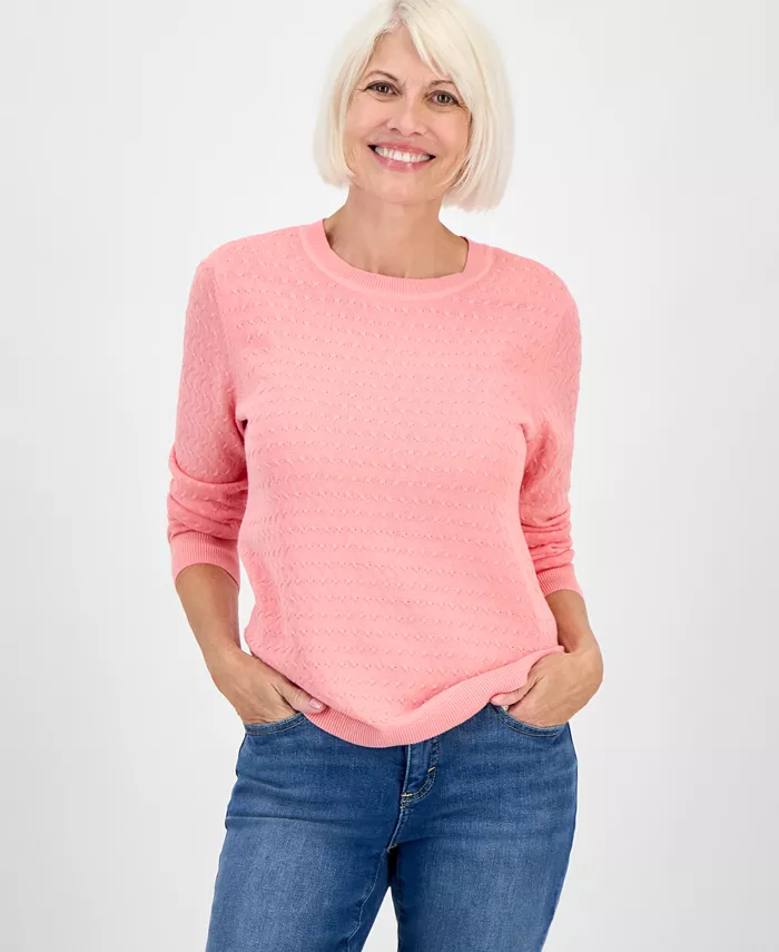 

Маленький свитер с закругленным краем из хлопка Style & Co, розовый