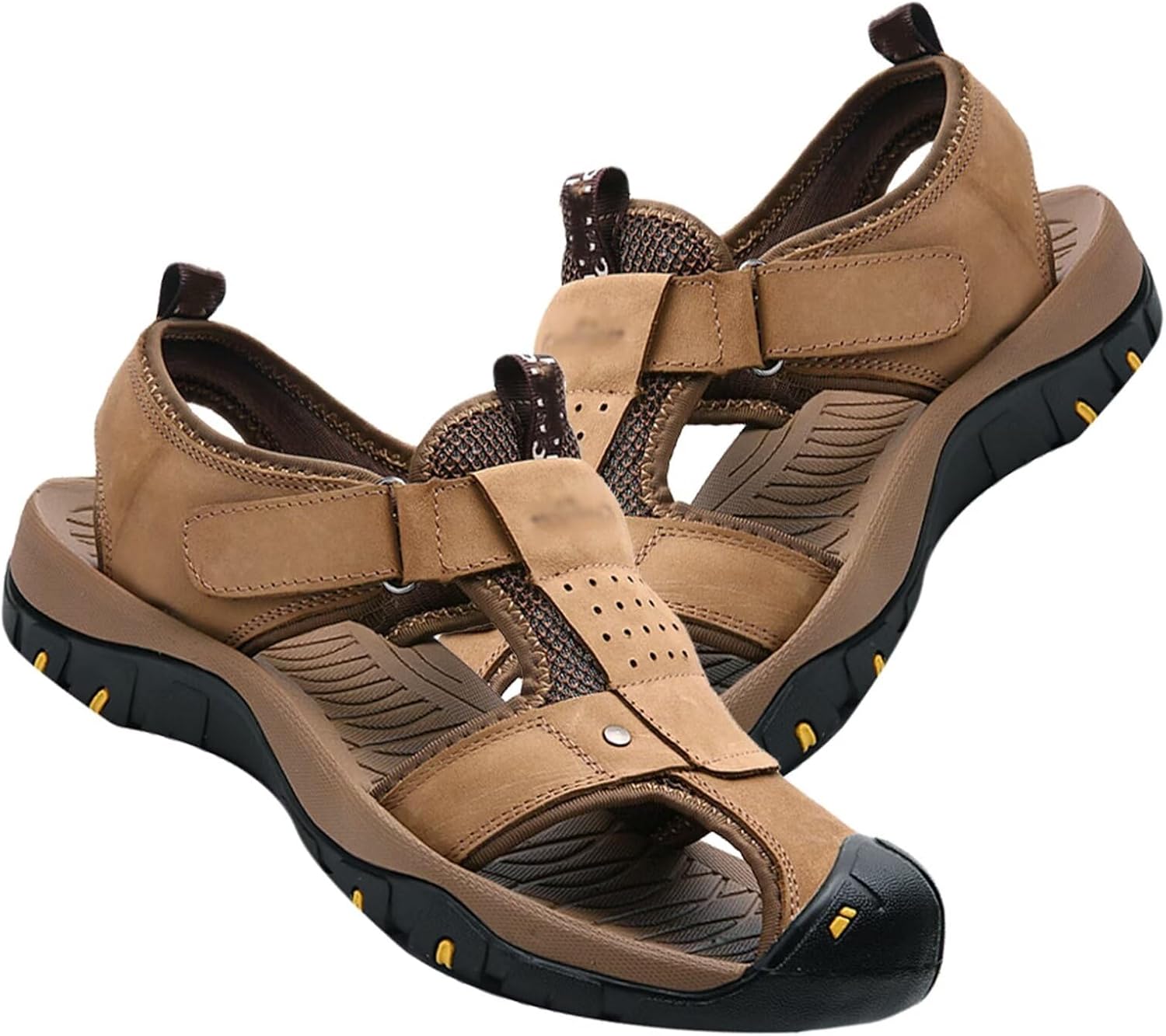 

Мужские спортивные сандалии из кожи для активного отдыха, походные сандалии с закрытым носком, повседневные прогулочные сандалии, летние пляжные и водные туфли Hnvavq, D