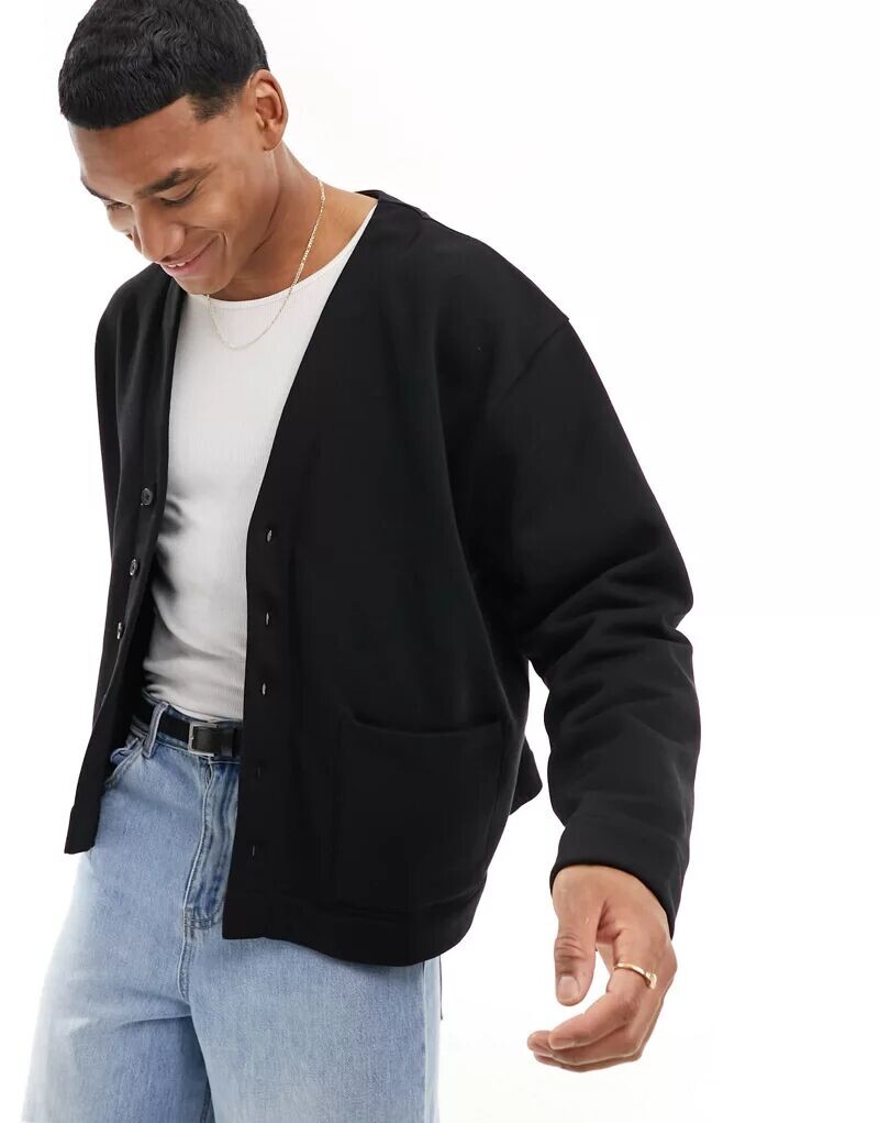 

Черный кардиган оверсайз из джерси ASOS