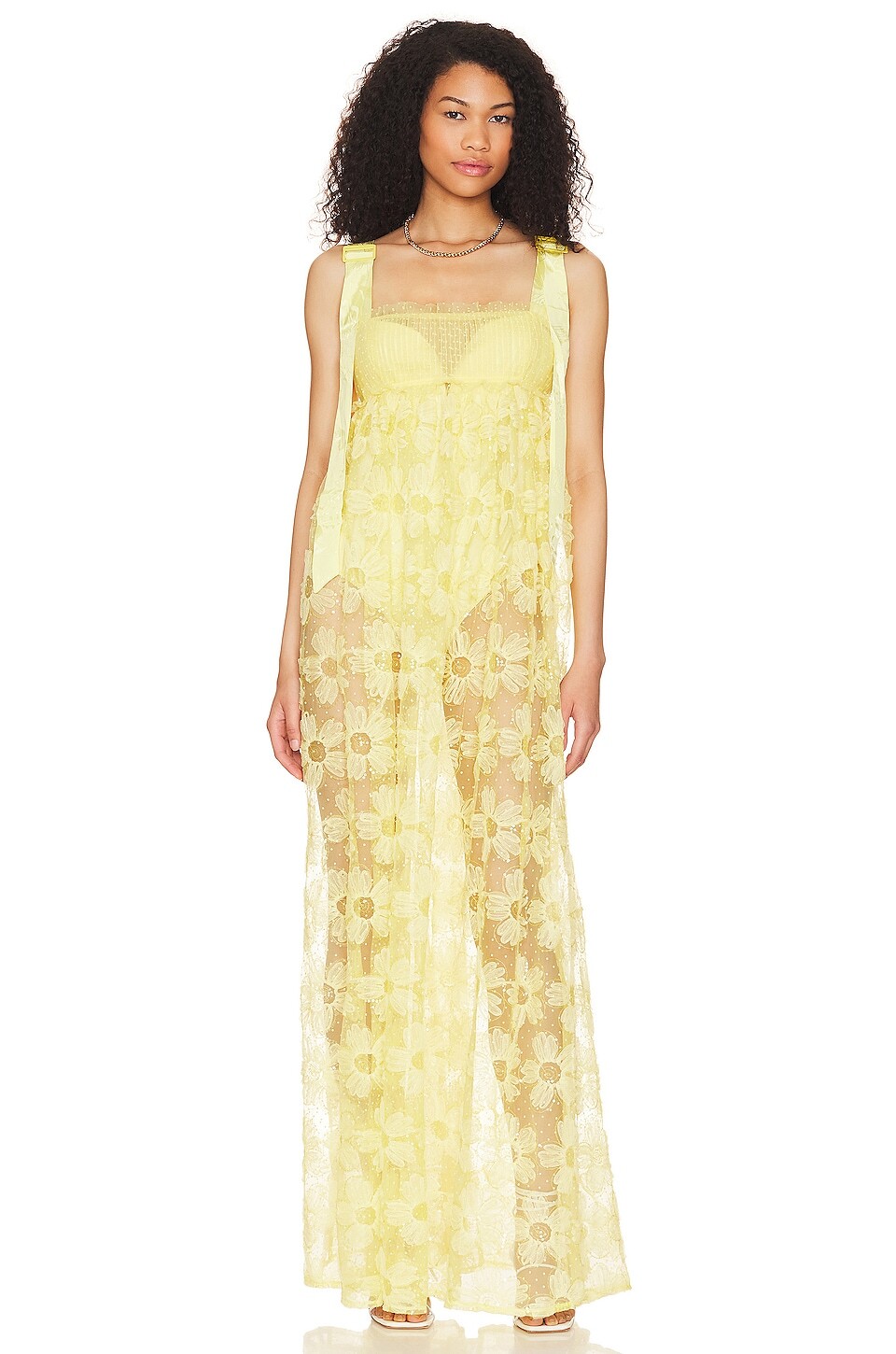 

Платье макси For Love & Lemons Emma, желтый