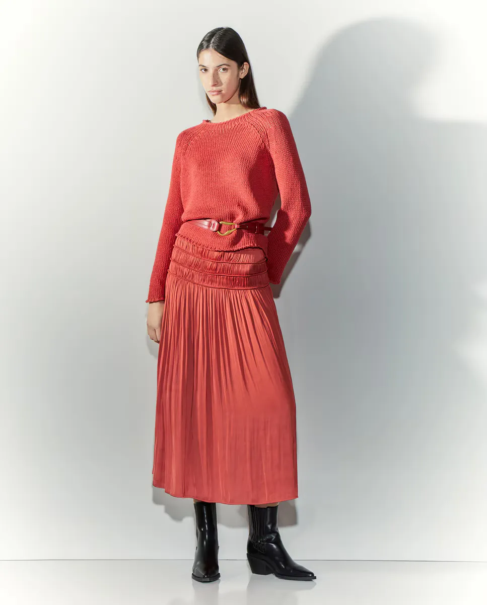 

Женский свитер с длинным рукавом и воротником Tintoretto, красный