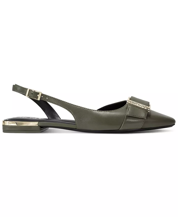 Женские балетки Clemma Buckle Slingback DKNY, зеленый — фото 2