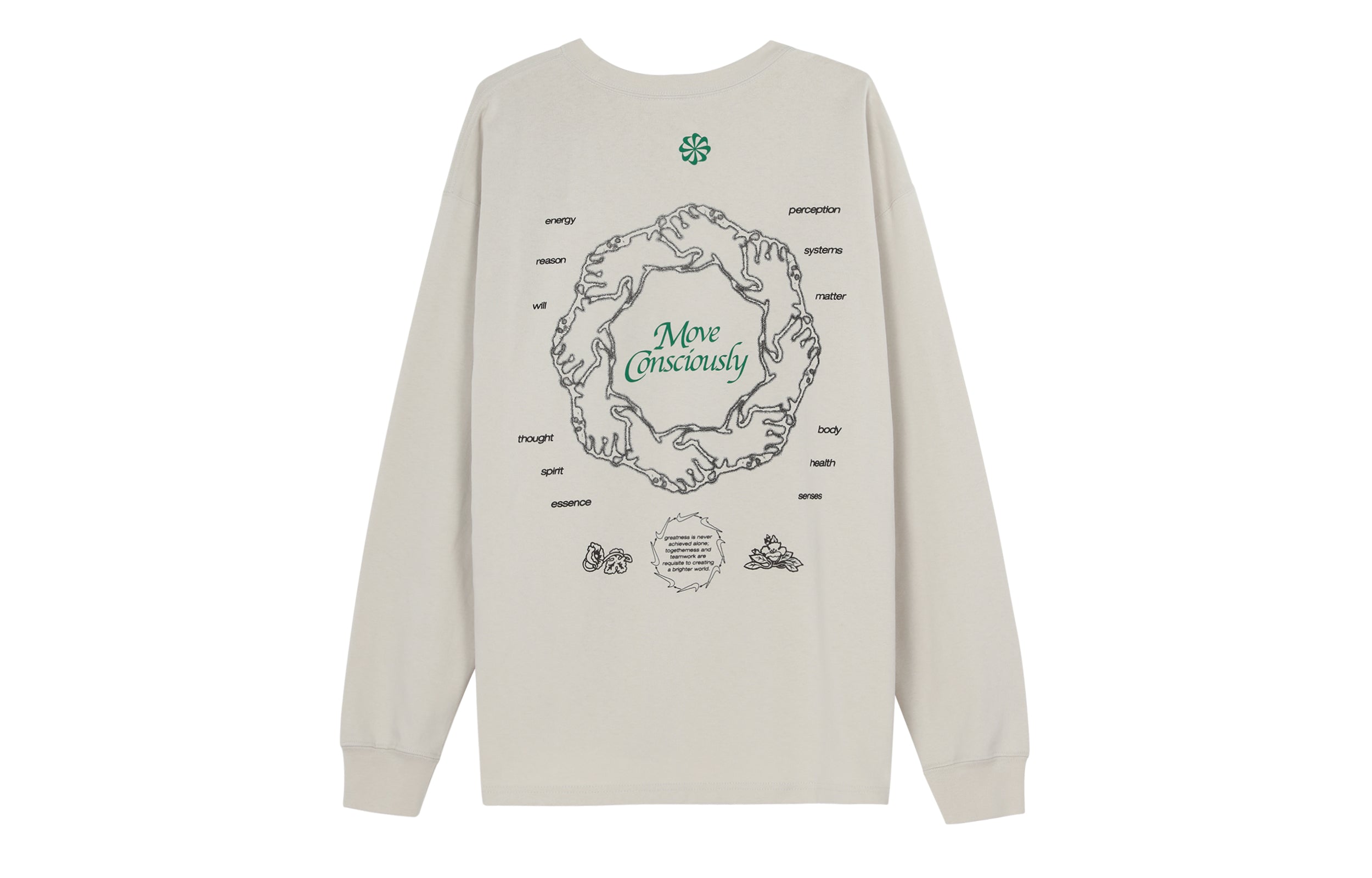 Футболка Men's Nike Sportswear Alphabet Printing Long Sleeves Autumn Light Bone T-Shirt DN5141-072 — фото 2