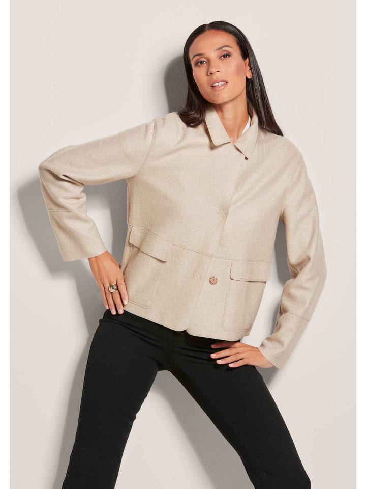 

MADELEINE Шерстяной блейзер с отложным воротником и накладными карманами, цвет «галька»