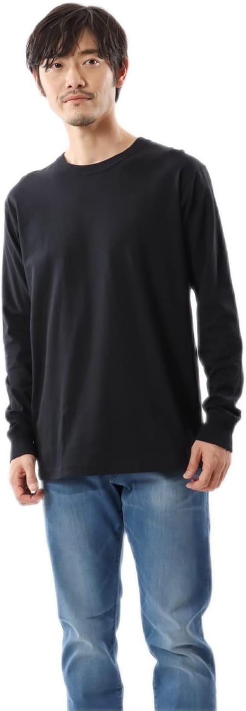 

Мужская футболка с длинными рукавами и круглым вырезом Hanes, 100% американский хлопок, воротник-стойка, круглый крой, без бирки, HM4-Y201, черный