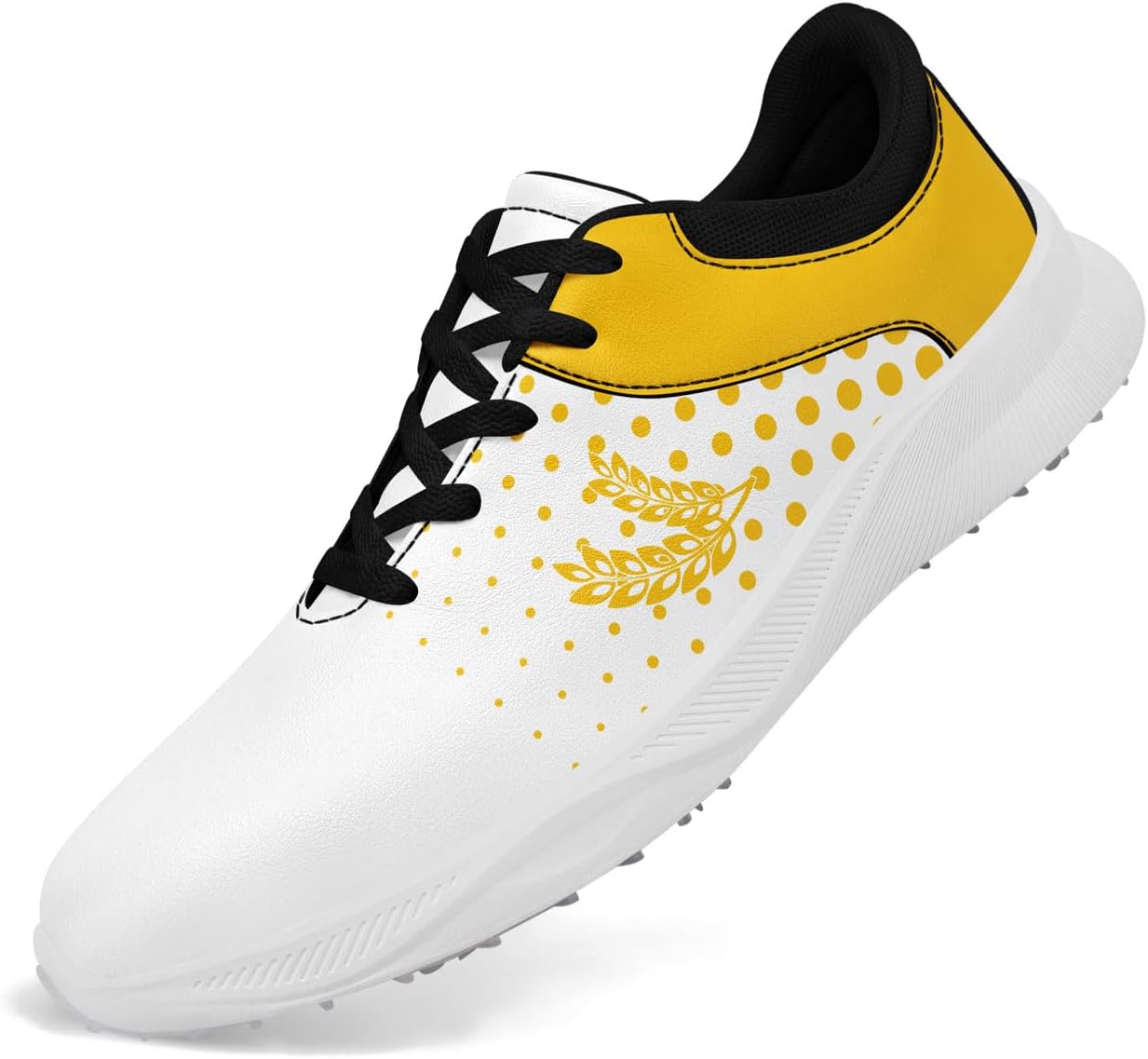 

Градиентные гольф-кроссовки без шипов для мужчин и женщин, водонепроницаемые, дышащие, для ходьбы и спорта, для гольф-курса и повседневной носки Awsole, белый/черный/желтый