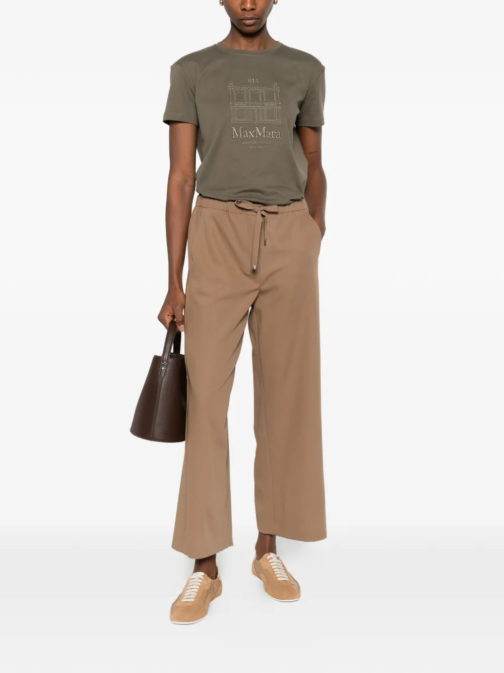 Брюки на завязках MAX MARA, коричневый — фото 2