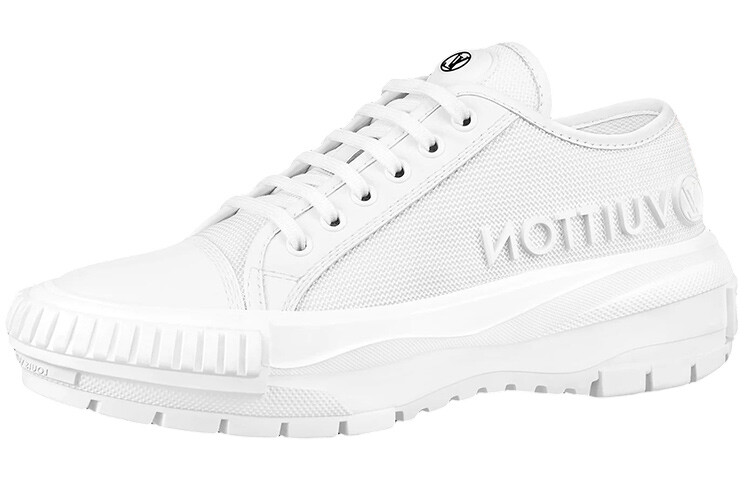 LOUIS VUITTON Squad Low Vuitton Logo Rubber Patch Logo Techinical Mesh White White Women's