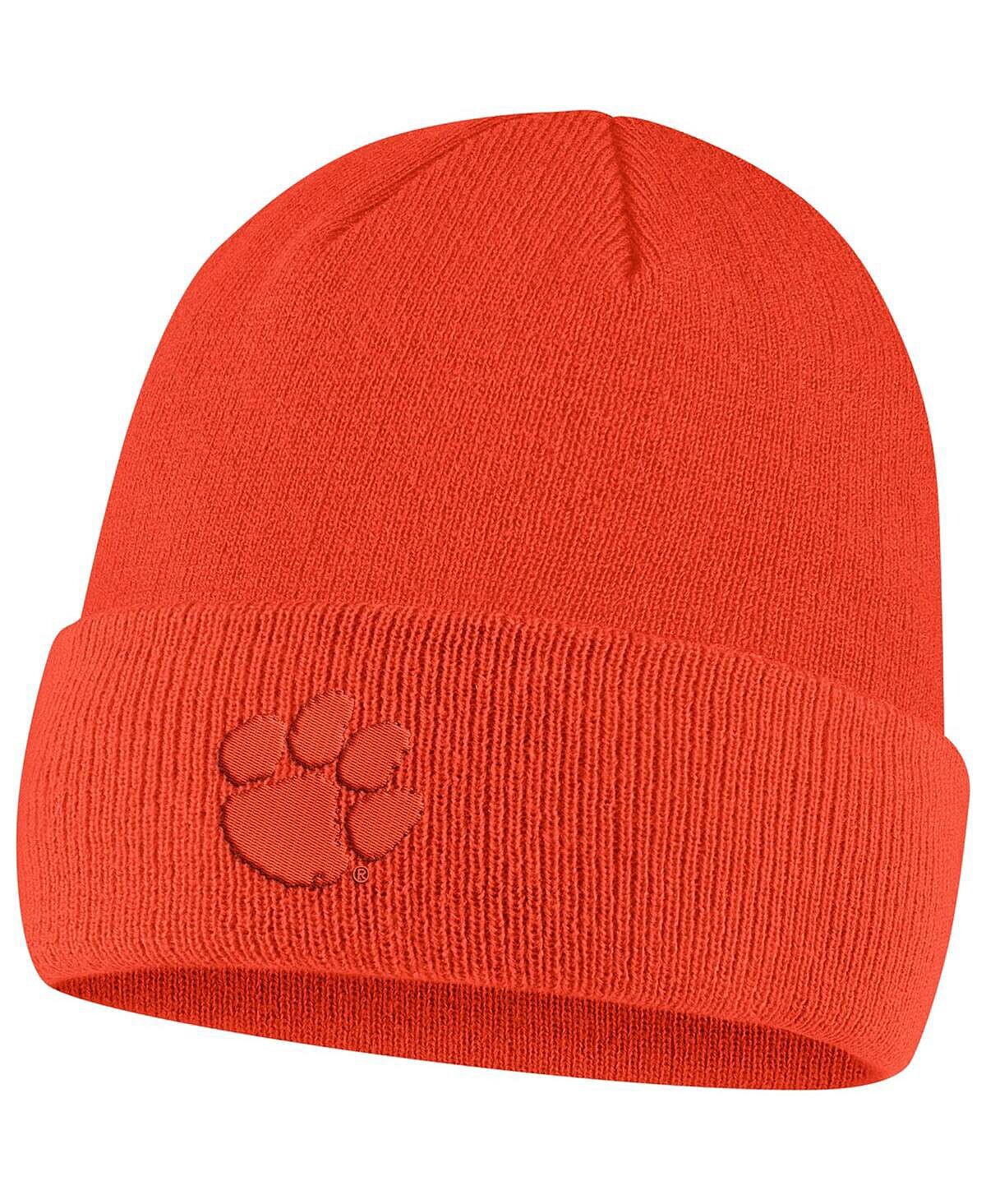 

Мужская оранжевая вязаная шапка в тон с манжетами Clemson Tigers Nike
