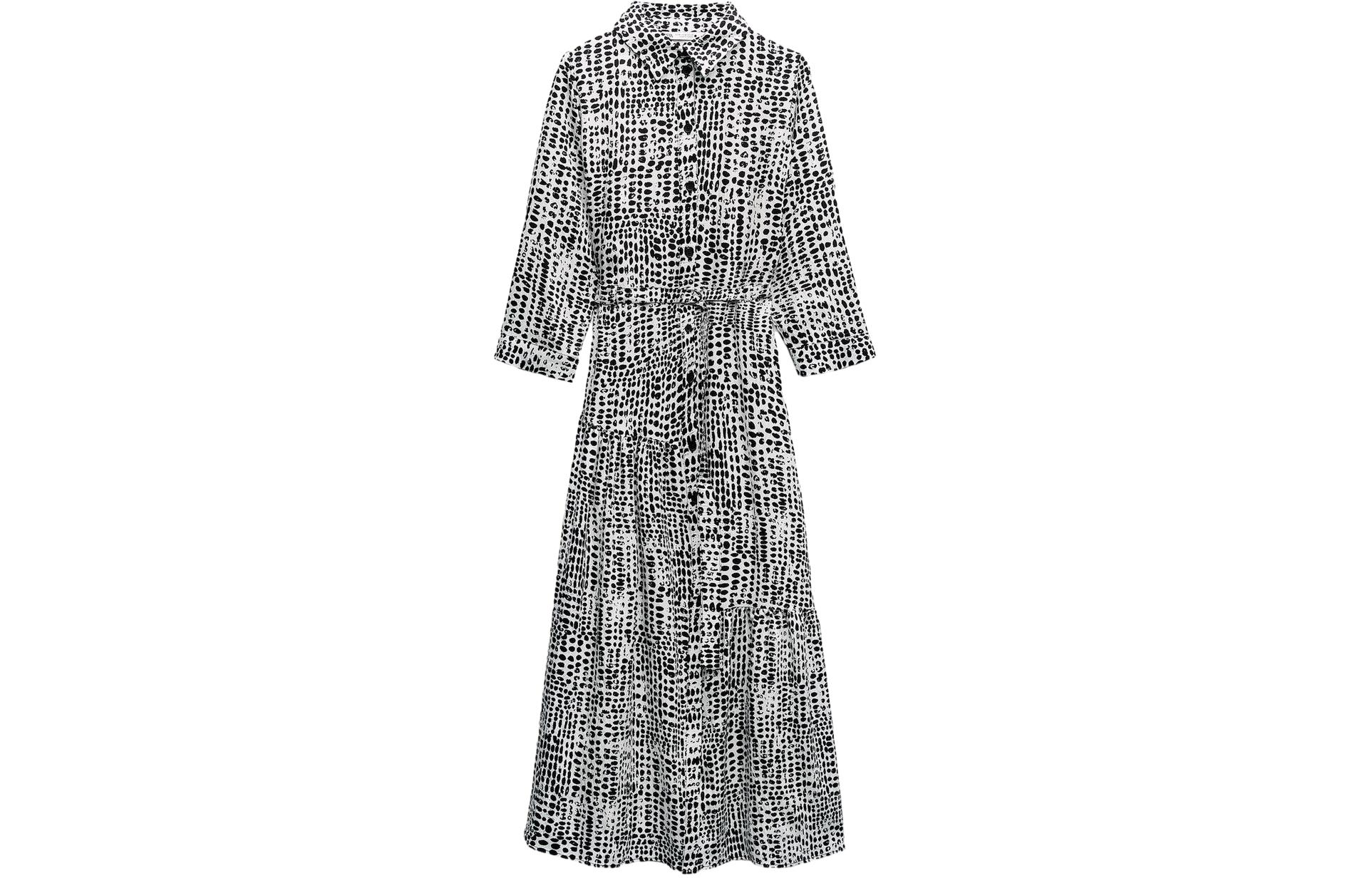 

ZARA Платье с длинными рукавами женское, черно-белое