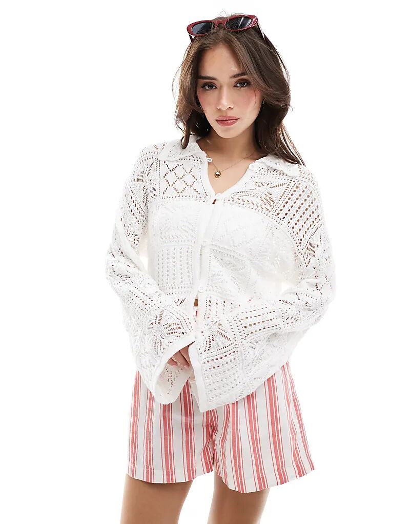 

Кардиган крючком Aware с воротником белого цвета Vero Moda
