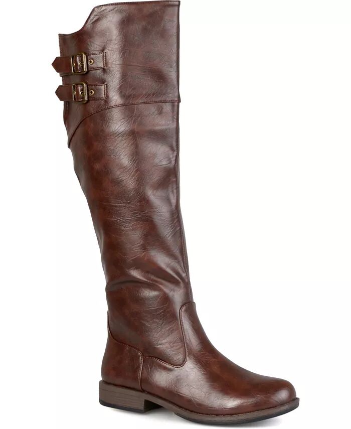 Женские сапоги Tori Wide Calf с высокими коленями для верховой езды Journee Collection, коричневый — фото 2
