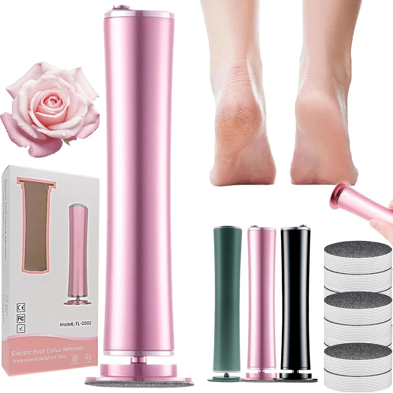 Электрическая пилка для удаления мозолей «DermaGlide Pro» от Dermaglide Hitianya, Pink