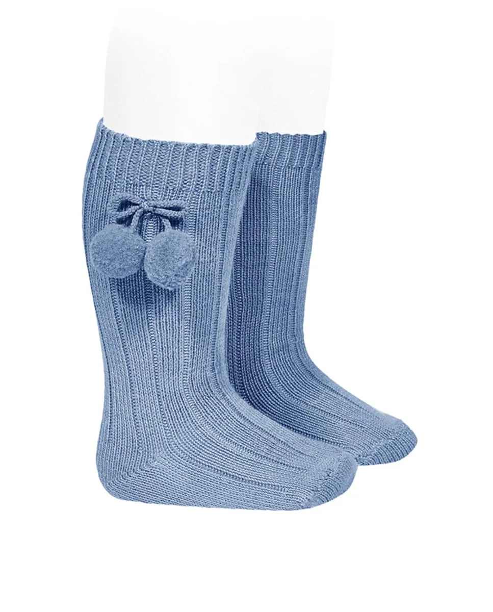 

Высокие носки с помпонами Condor, индиго