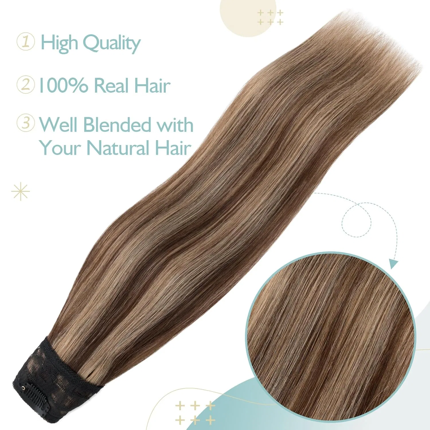 Накладные пряди для волос TESS Clip-In Remy Hair Extensions 55 см Tess, Caramel Balayage — фото 2