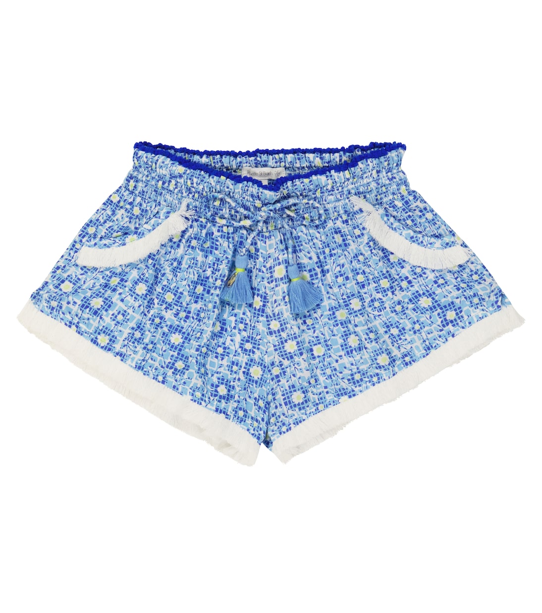 

Шорты с цветочным принтом Lulu Poupette St Barth Kids, Blue Je T'Aime