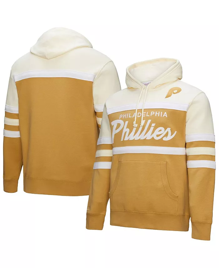 

Мужская толстовка с капюшоном Philadelphia Phillies Head Coach, цвет: бежевый/кремовый Mitchell & Ness