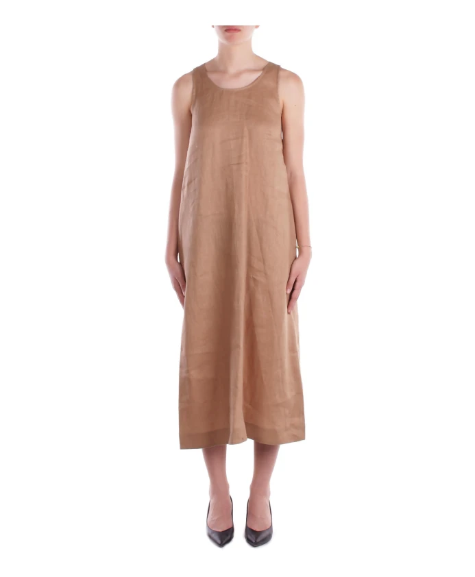 

Льняное платье верблюжьего цвета с застежкой-молнией Max Mara, коричневый