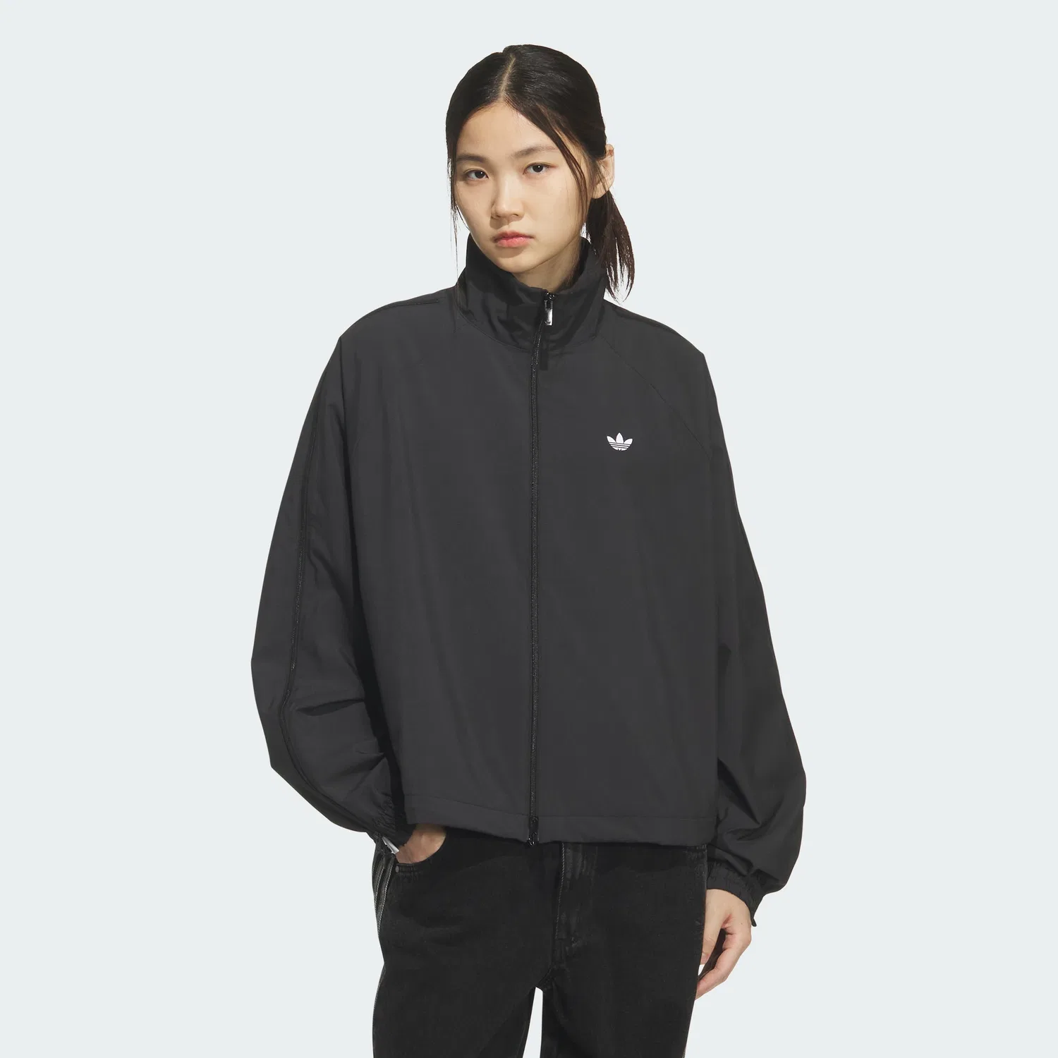 Женский спортивный топ на молнии 3-Stripes чёрного цвета от Adidas