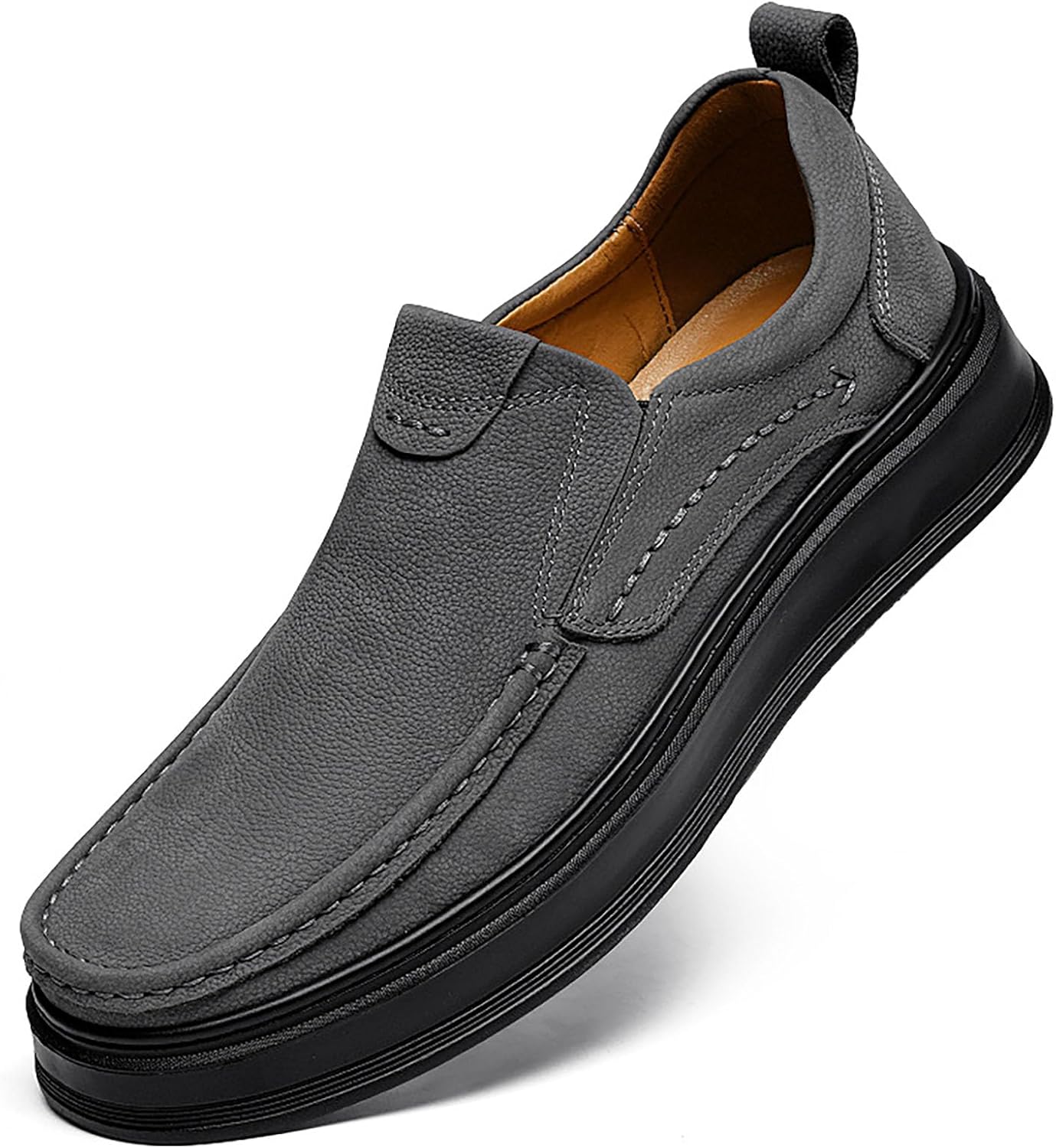 

Мужские повседневные кожаные лоферы без шнурков, удобные легкие туфли для прогулок, классическая мягкая подошва, обувь, повседневного носки и путешествий на открытом воздухе Nxnbhsl, серый