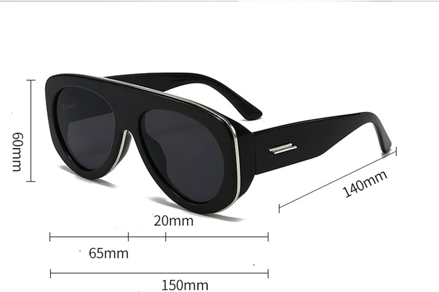 

Модные солнцезащитные очки большого размера с овальной плоской верхней частью и защитой от УФ-излучения UV400 для отдыха на природе Generic, A