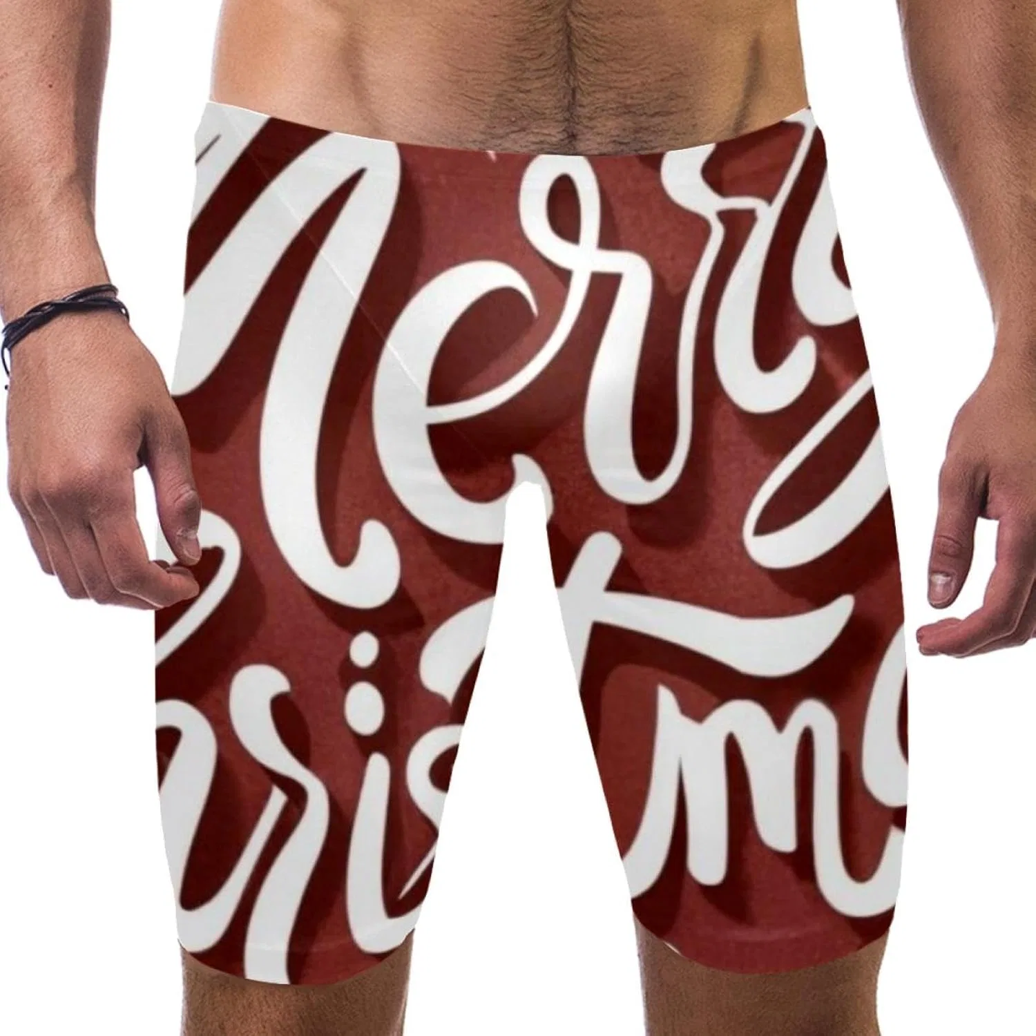 Купальный костюм Happy Christmas мужской плавки Endurance Long для соревнований и тренировок Generic, красный