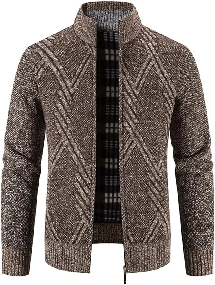 

Мужской кардиган из флиса с молнией и воротником стойкой Vsadsau