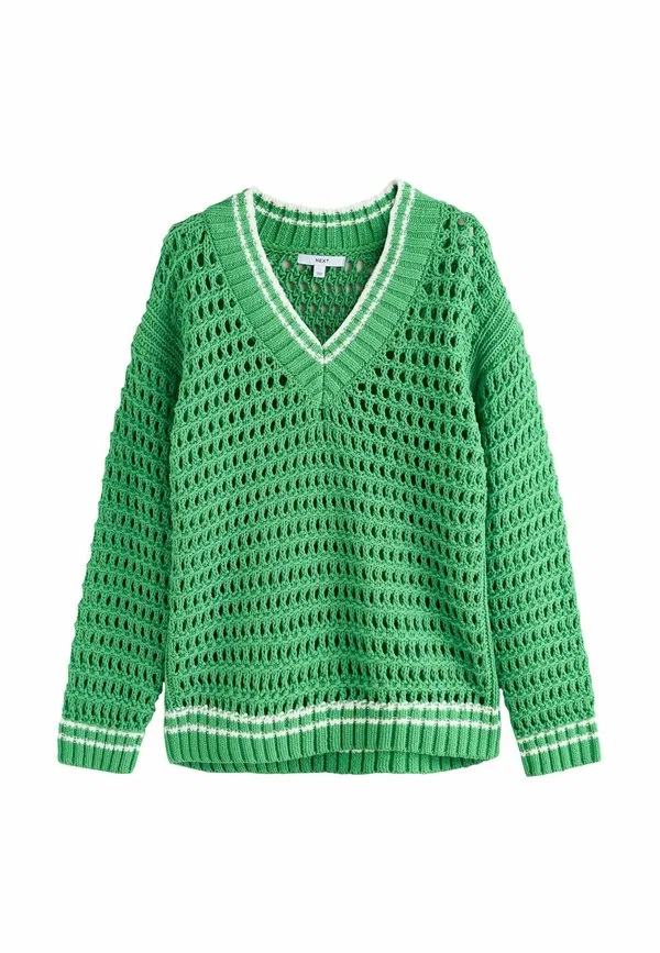 Джемпер с v-образным вырезом стандартного кроя Next, Bright Green Tipped