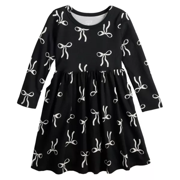 

Трикотажное платье с длинными рукавами для девочек 4-12 лет Jumping Beans, цвет bow icons black