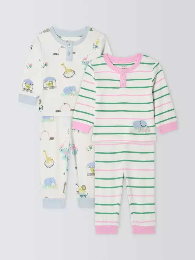 Пижама Baby Zoo в рубчик, комплект из 2 штук, разноцветная John Lewis