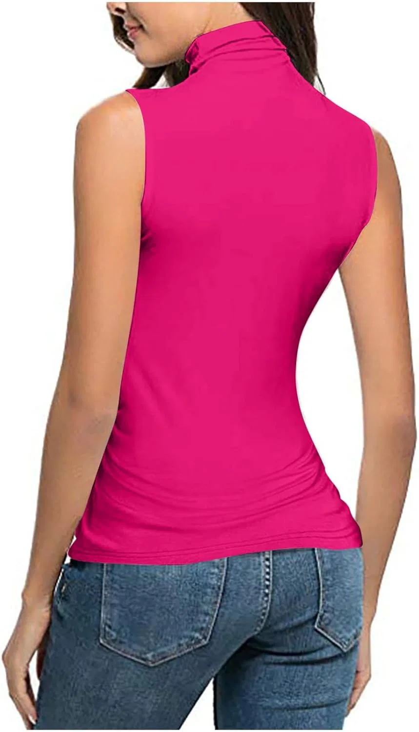Женский топ-борцовка без рукавов облегающий, 02-hot Pink — фото 4