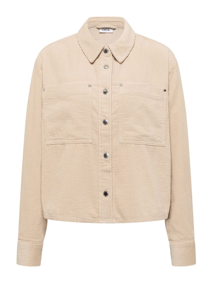 

Спортивная вельветовая куртка цвета овсяного молока и бежевого цвета Cecil