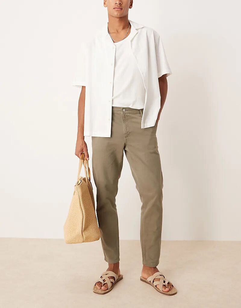 

Зауженные брюки-чиносы ASOS DESIGN цвета хаки