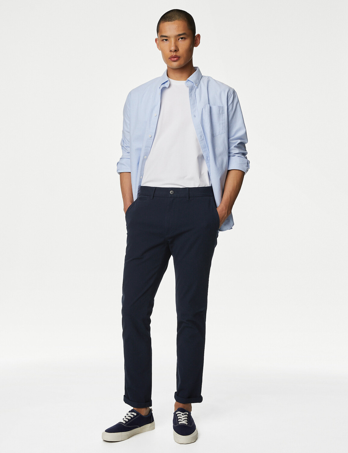

Узкие брюки чинос Ultimate Fit Marks & Spencer, темно-синий
