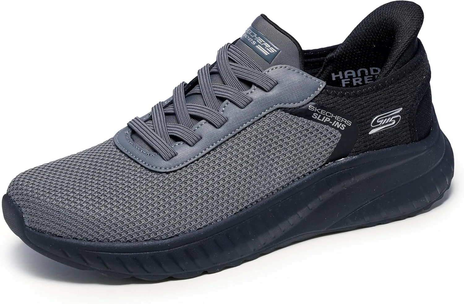 Мужские слипоны Skechers Hands Free Bobs Squad Chaos - Balanced Edge, темно-серый — фото 2