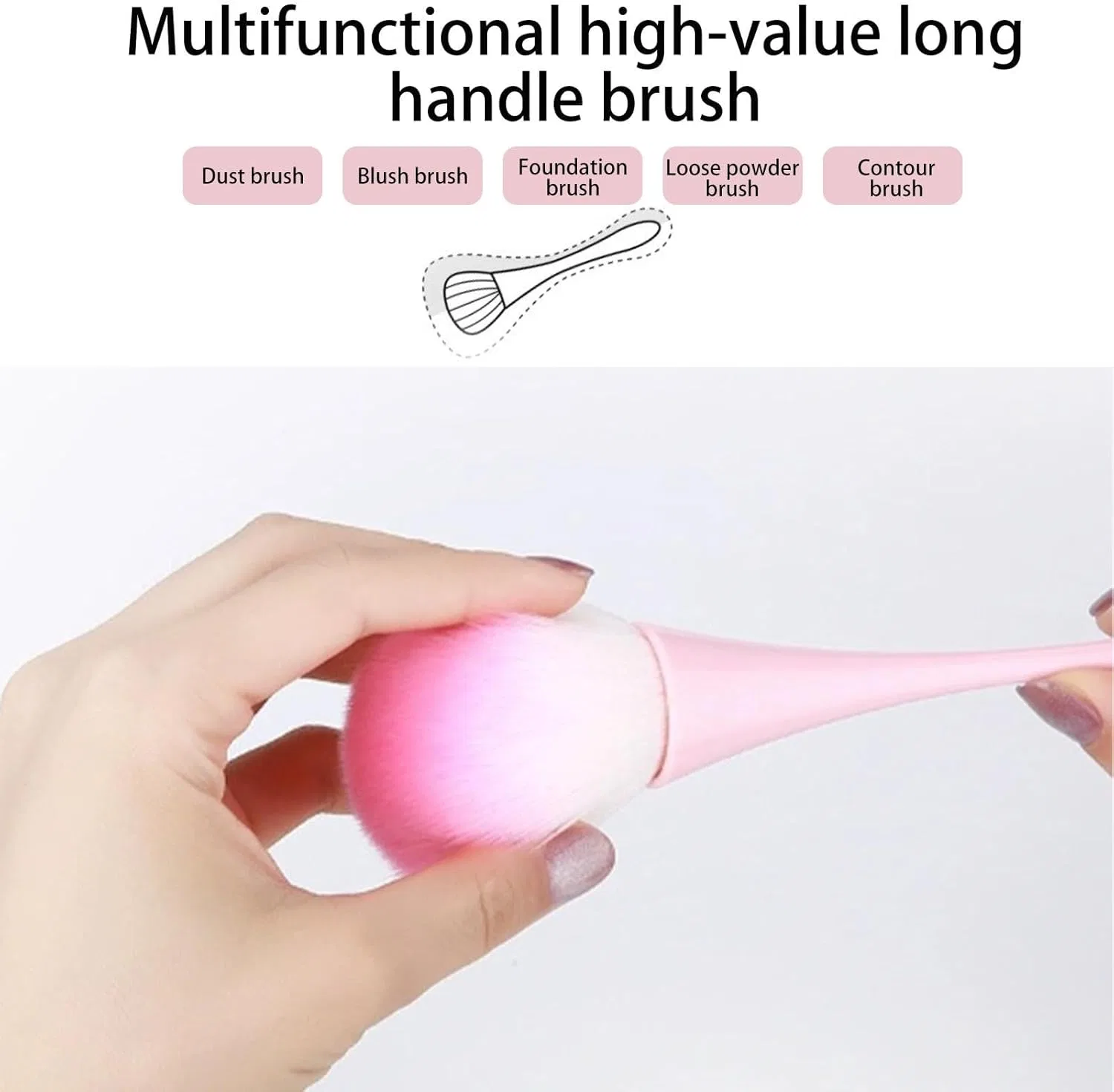 Кисть для румян Powder Blush Brush Kisymear розовая — фото 4