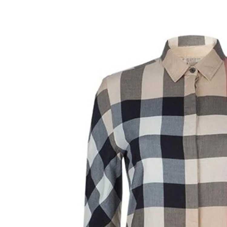 Рубашка Burberry, женская, хаки, стиль уличной моды — фото 4