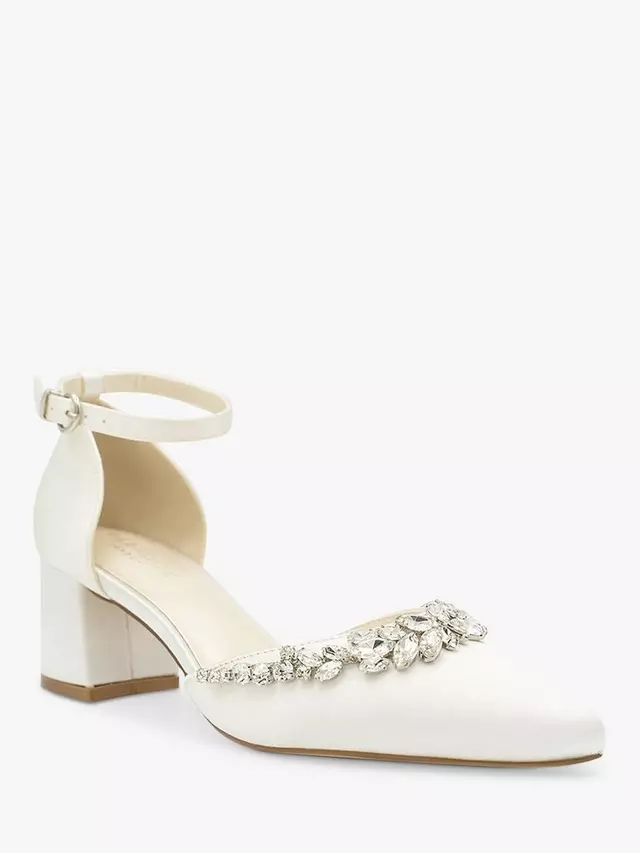 Туфли-лодочки Paradox London Cinta Dyeable Embellished Satin Mid Block Heel, слоновая кость — фото 2