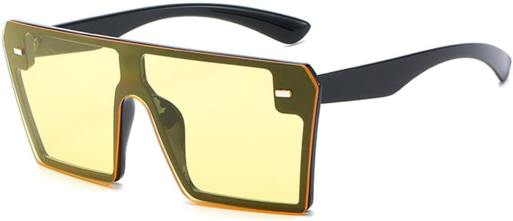 

1 шт. Солнцезащитные очки большого размера для женщин, ретро-очки с градиентным переходом цвета для мужчин, большие очки в ретро-оправе, защита от ультрафиолета UV400 LANGSER, Black Yellow