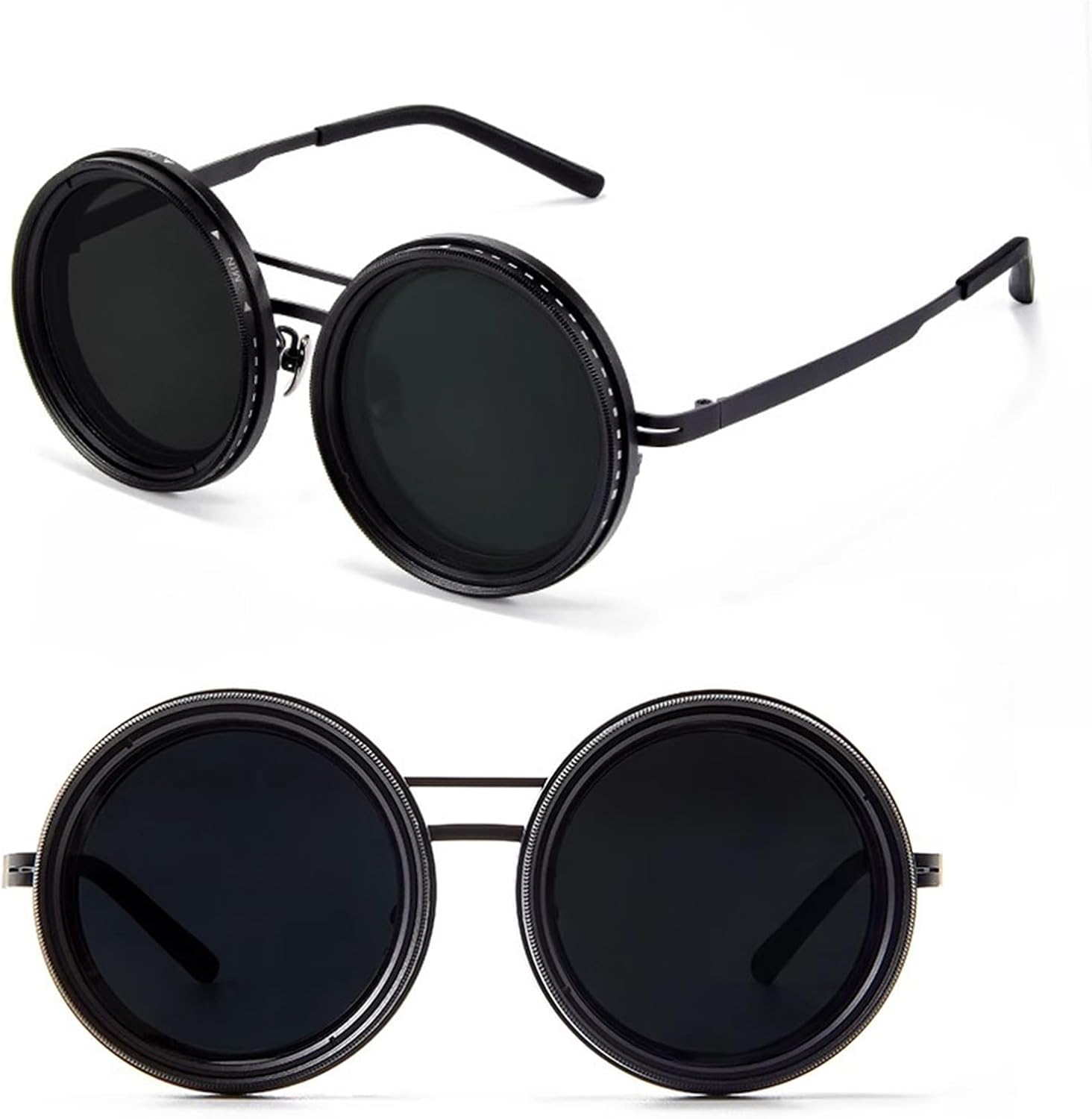 

Круглые поляризованные солнцезащитные очки, поляризованные солнцезащитные очки с регулируемой тонировкой и плавной регулировкой ND9, 1-9 режимов, пляжные очки - очки с регулируемыми линзами VEAREAR, Black