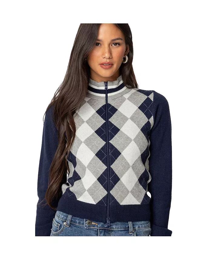 

Женский кардиган вязки Madisen Argyle Edikted, синий