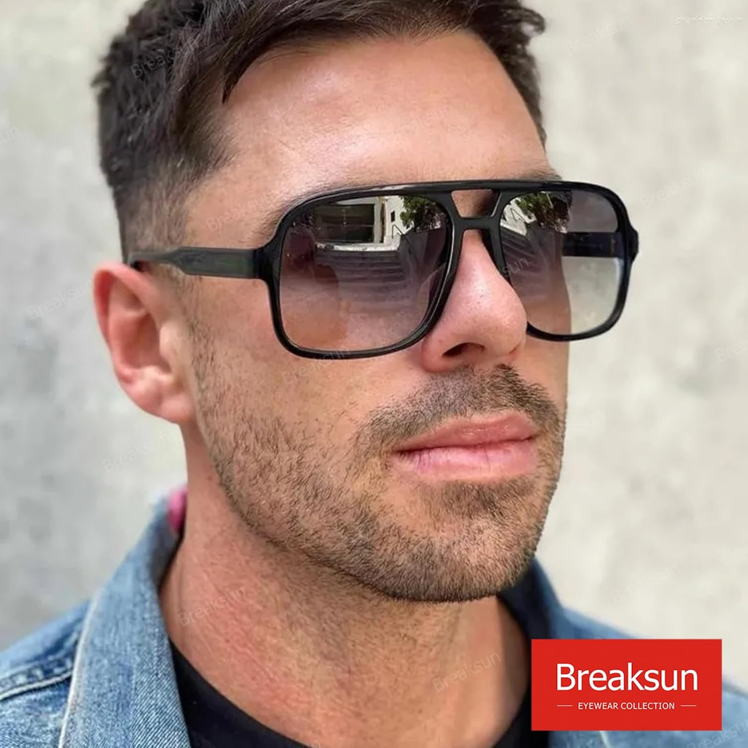 

Ретро-солнцезащитные очки-авиаторы для женщин и мужчин. Модные классические квадратные зеленые солнцезащитные очки-авиаторы в стиле 70-х. Винтажные очки Breaksun, Black/Grey Gradient