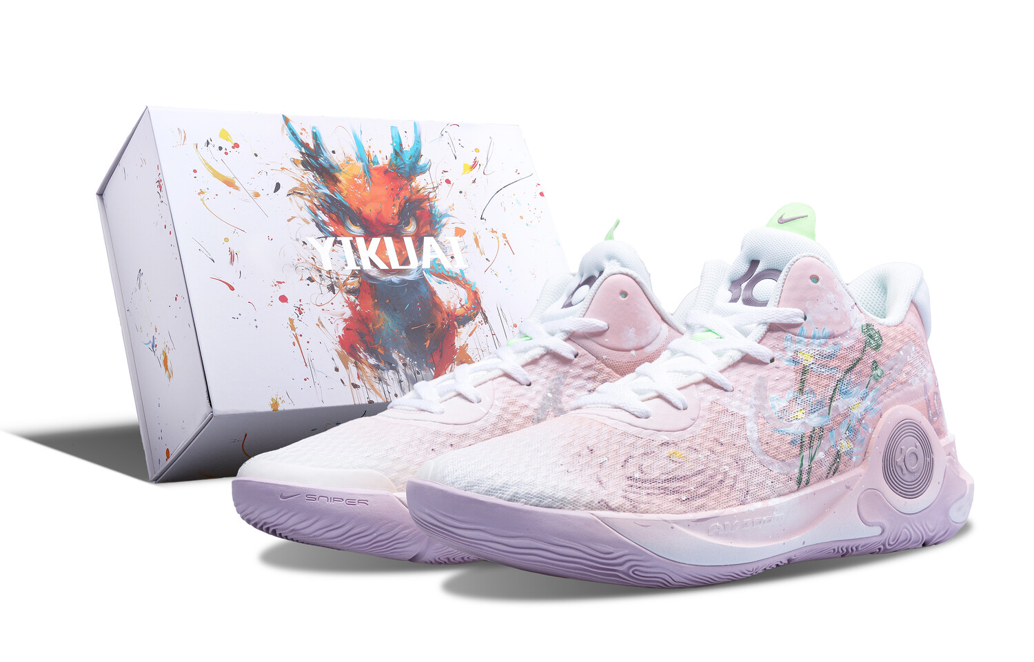 

Кроссовки Nike KD Trey 5 IX Vintage Basketball Shoes Unisex Low-top White/green/yellow, цвет Cherry Blossom Pink