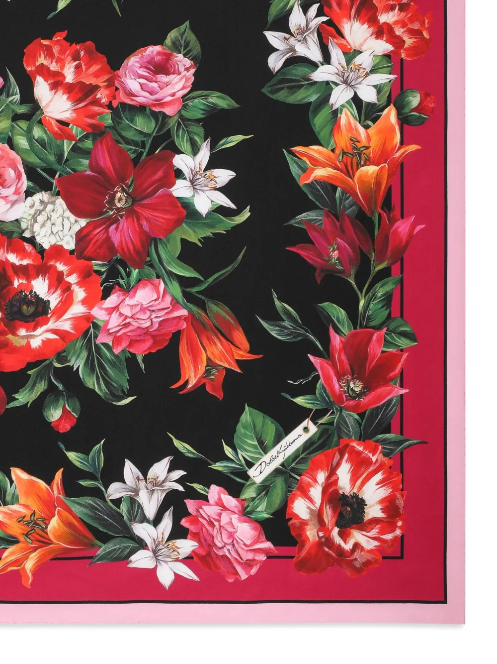 Платок с цветочным принтом DOLCE & GABBANA, черный — фото 2