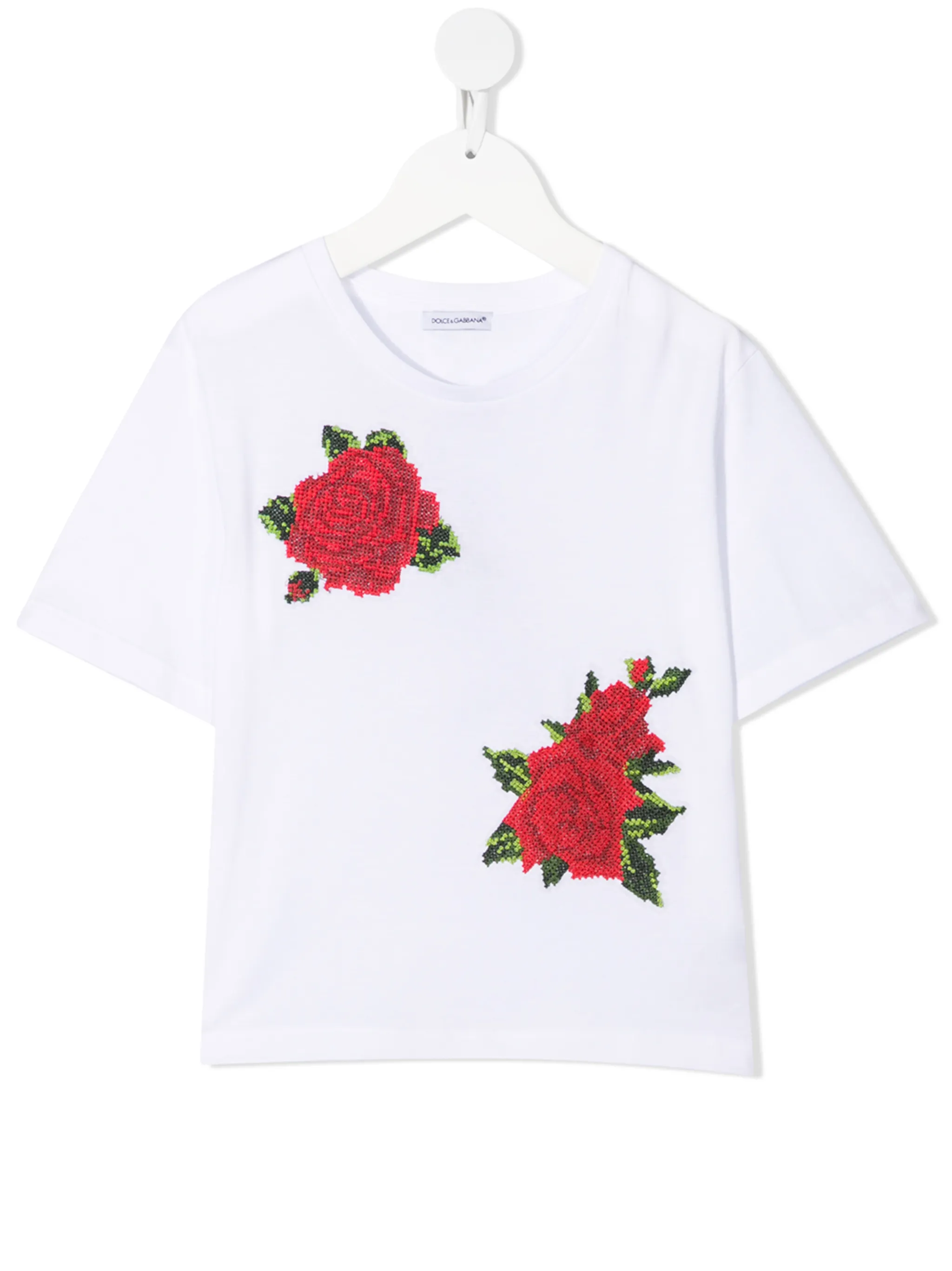 

Футболка с цветочной вышивкой Dolce & Gabbana Kids, белый