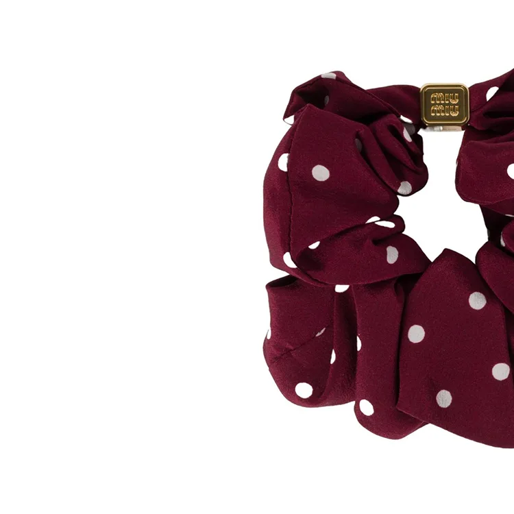 MIU MIU Тканевые резинки для волос Women's Amaranth Red/Ivory White — фото 3