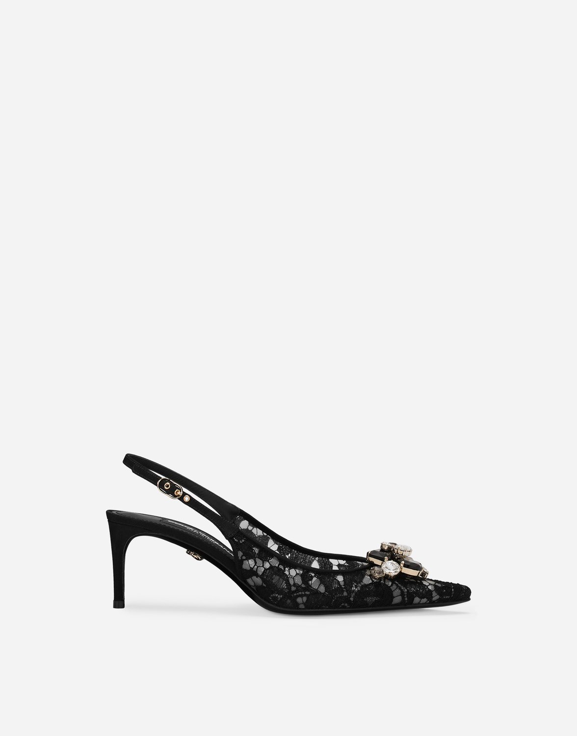 Туфли-слингбэки из радужного кружева с люрексом Dolce & Gabbana, черный