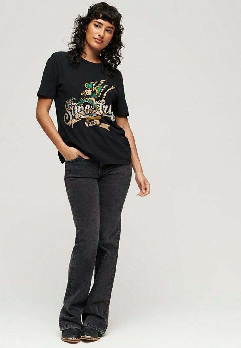 

Футболка с принтом SUPERDRY TATTOO SCRIPT GRAPHIC, цвет jet black