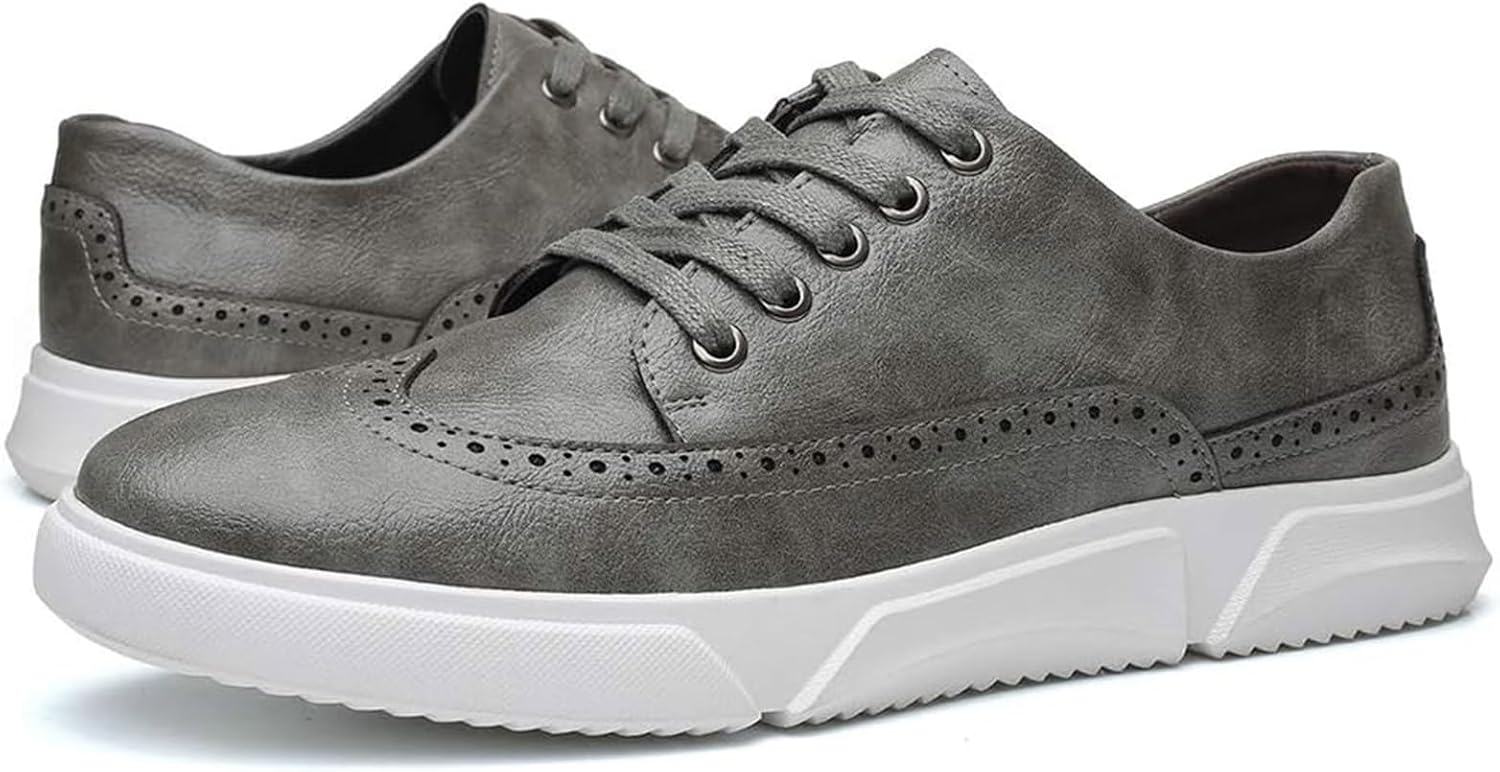 

Мужские оксфорды с крыльчатым носком из натуральной кожи, деловой повседневный стиль, антискользящие, шнурованные туфли Xinduoyu, серый